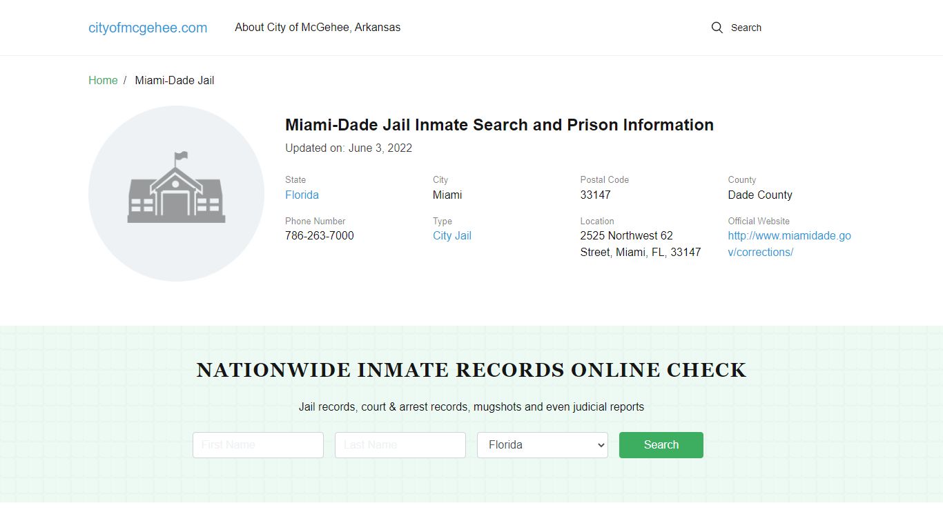 Miami-Dade Jail Inmate Search and Prison Information